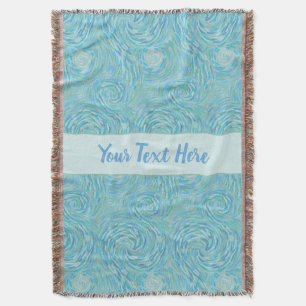 Teal Blue and Aqua Watercolor Art Personalised Throw Blanket