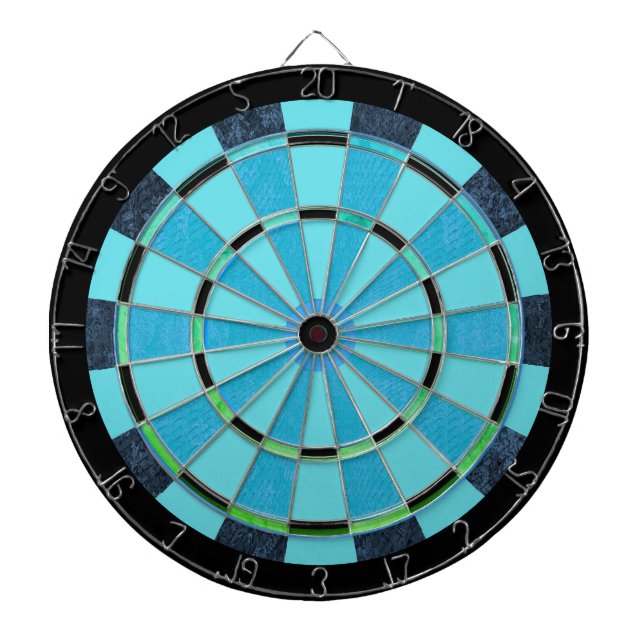 Teal Blue and Black Combo Stack Regulation Dartboard (Front)