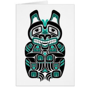 Teal Blue and Black Haida Spirit Bear