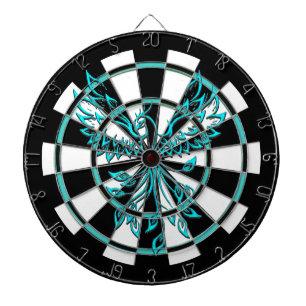 Teal Blue and Black  Phoenix Rises Regulation Dartboard