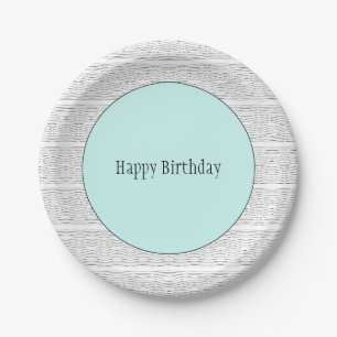 Teal Blue and Black Pinstripe Paper Plate