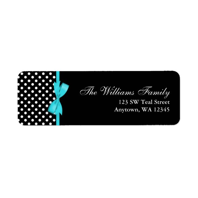 Teal Blue and Black Polka Dot Bow (Front)