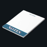 Teal Blue and Blush Notes Personalised Notepad<br><div class="desc">A lovely,  simple typography design of the word Notes filled in with a pretty blush pink and teal blue texture pattern,  personalised with your name.</div>