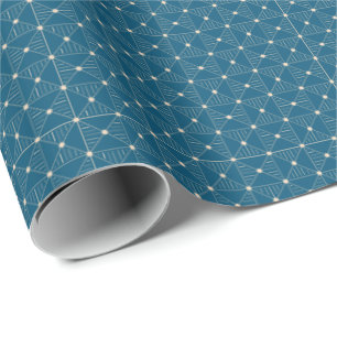 Teal Blue and Champagne Gold Geometric Gift Wrap