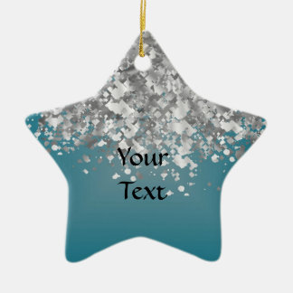 Teal blue and faux glitter ceramic tree decoration
