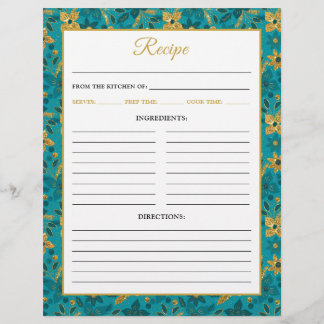 Teal Blue and Gold Poinsettia Flowers Recipe Page