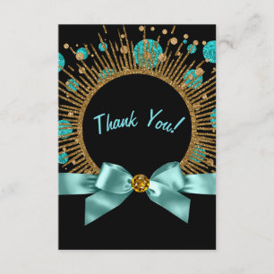 Teal Blue and Gold Thank You