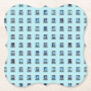 Teal Blue and Golden Gem Modern Paper Coaster