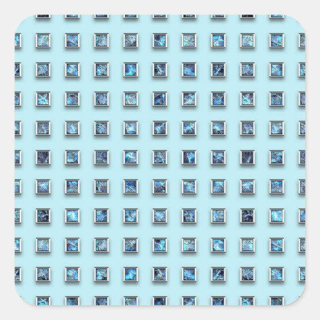 Teal Blue and Golden Gem Modern Square Sticker (Front)