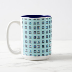 Teal Blue and Golden Gem Modern Two-Tone Coffee Mug