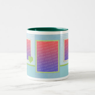 Teal Blue and Green Gingham Photo Template Mug