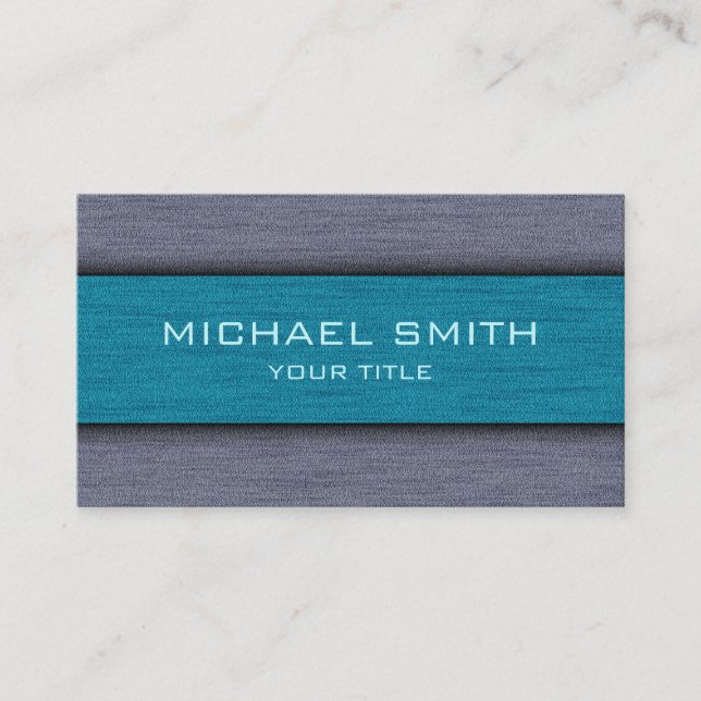 Teal Blue and Grey Professional Modern Business Card (Front)