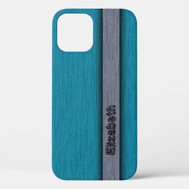 Teal Blue and Grey Professional Modern Case-Mate iPhone Case (Back)