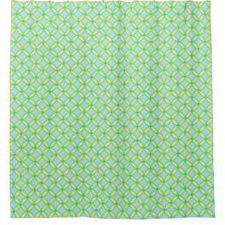 Teal blue and lemon yellow circles pattern shower curtain