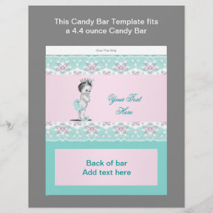 Teal Blue and Pink Baby Shower Candy Bar Wrapper
