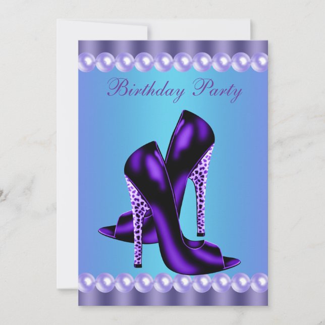 Teal Blue and Purple Birthday Party Invitation (Front)