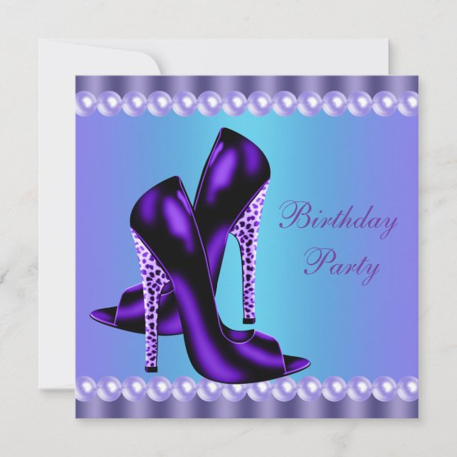 Teal Blue and Purple Birthday Party Invitation (Front)