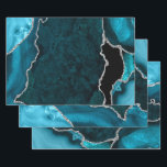 Teal Blue and Silver Faux Glitter Agate Wrapping Paper Sheet<br><div class="desc">These elegant and glamourous wrapping paper sheets are versatile and can be used for giving gifts or art and craft projects. It is ideal for any occasion such as birthdays, weddings, bridal showers, baby showers, anniversaries or general gifts. It features teal blue marble agate on a distressed teal blue background....</div>