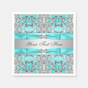 Teal Blue and Silver Napkin