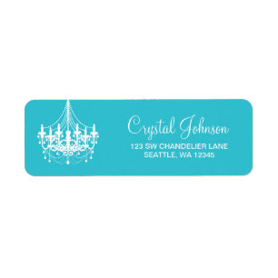 Teal Blue and White Chandelier Return Address