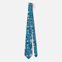 Teal Blue and White Christmas Snowflake Ties