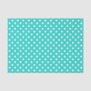 Teal Blue and White Polka Dots Pattern Tissue Paper
