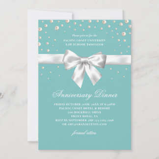 Teal Blue Anniversary Dinner Invitation