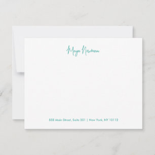 TEAL BLUE AQUA SIGNATURE MONOGRAM NAME CARD