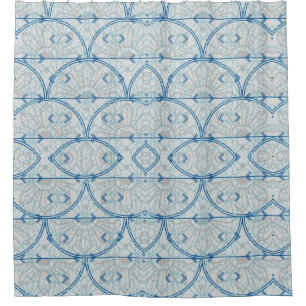 Teal Blue Arch with Grey  Shower Curtain