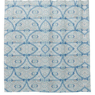 Teal Blue Arch with Grey  Shower Curtain