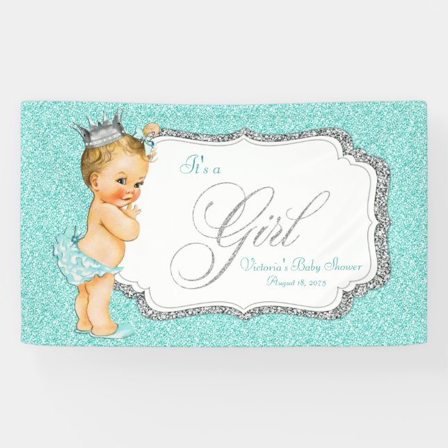 Teal Blue Baby Shower Banner (Horizontal)