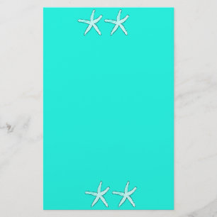 Teal Blue Background Starfish Seastars Beach 2020 Stationery