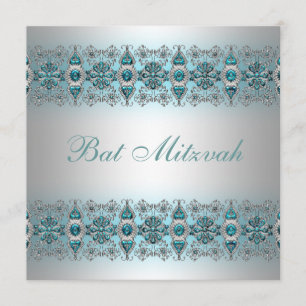 Teal Blue Bat Mitzvah Invitation