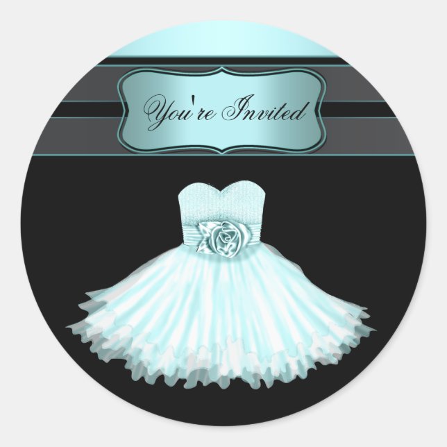 Teal Blue Birthday Party Stickers (Front)