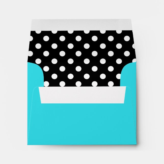 Teal Blue Black and White Polka Dot Envelopes (Back (Bottom))