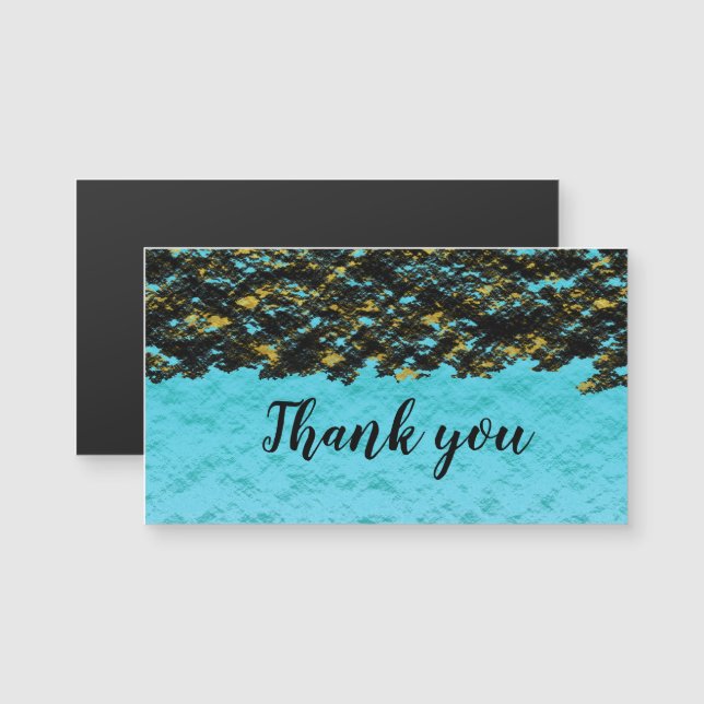 Teal Blue Black Gold Patterns Abstract Thank You (Front/Back)