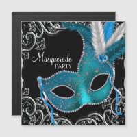 Teal Blue Black Masquerade Party