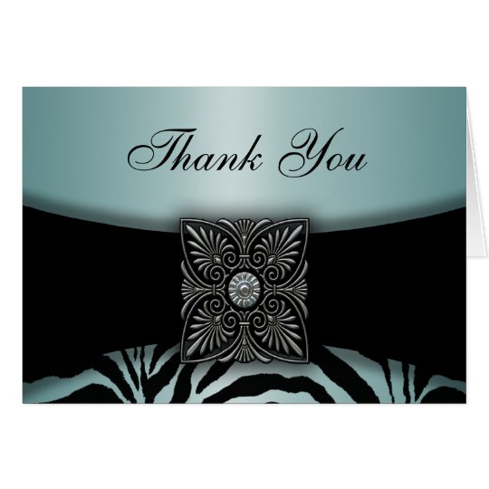 Teal Blue & Black Zebra Thank You Cards
