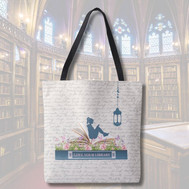 Teal Blue Book Lovers Escape Tote Bag (Customizable Book Lovers Escape Tote Bag)