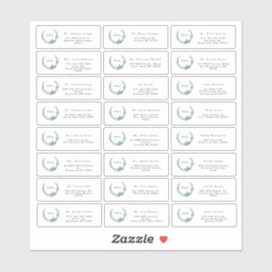 Teal Blue Botanical Wreath Monogram Wedding Guests