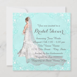Teal Blue Bridal Shower Invitation