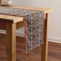 Teal Blue Brown Dark Red Rust Orange Tribal Art