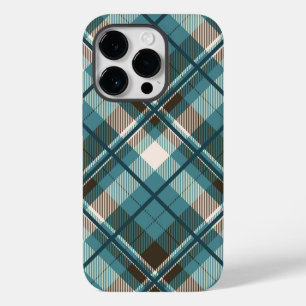 Teal Blue Brown Plaid iPhone Case
