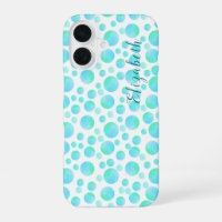 Teal Blue Bubbles Summer Modern Custom Name