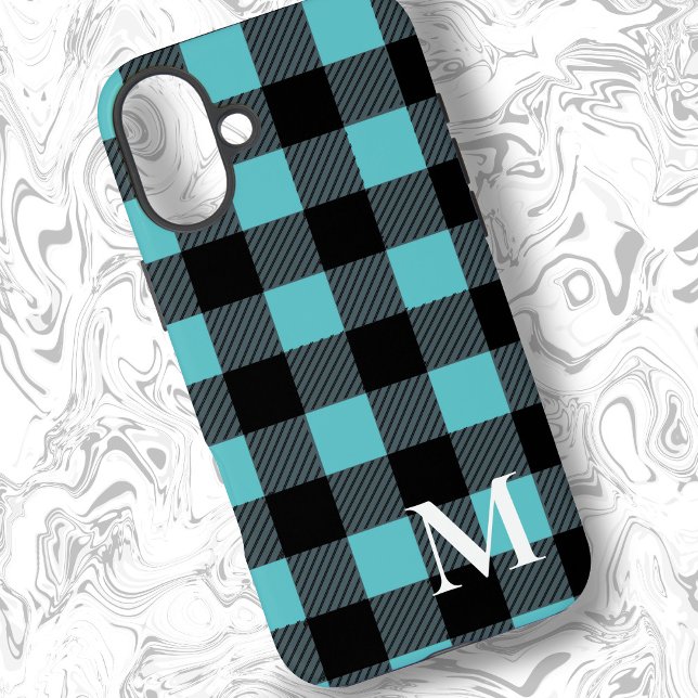 Teal Blue Buffalo Plaid Check Case-Mate iPhone Case (Creator Uploaded)