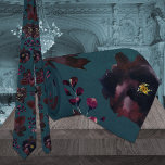 Teal Blue Burgundy Bordeaux Jewel Tone Wedding Tie<br><div class="desc">An elegant jewel tone,  dark teal blue and deep raspberr, y burgundy,  bordeaux red wedding neck tie featuring watercolor-painted dark red florals and greenery against a deep teal blue watercolor background.</div>