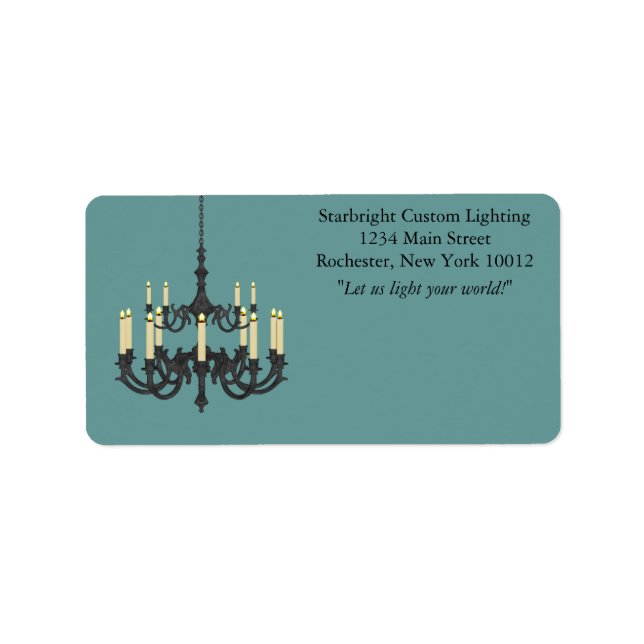 Teal Blue Chandelier Address Labels (Front)