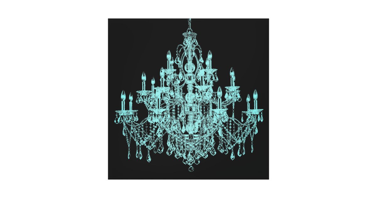 Teal Blue Chandelier Canvas Wall Art Print Zazzle Co Uk