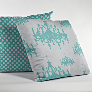 Teal Blue Chandeliers Decorative Throw Pillow