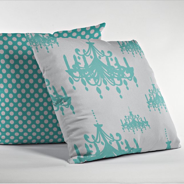 Teal Blue Chandeliers Decorative Throw Pillow (Creator Uploaded)